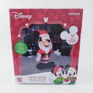 Gemmy Inflatable 3.5' Mickey Mouse with Santa Beard Disney Holiday Decor